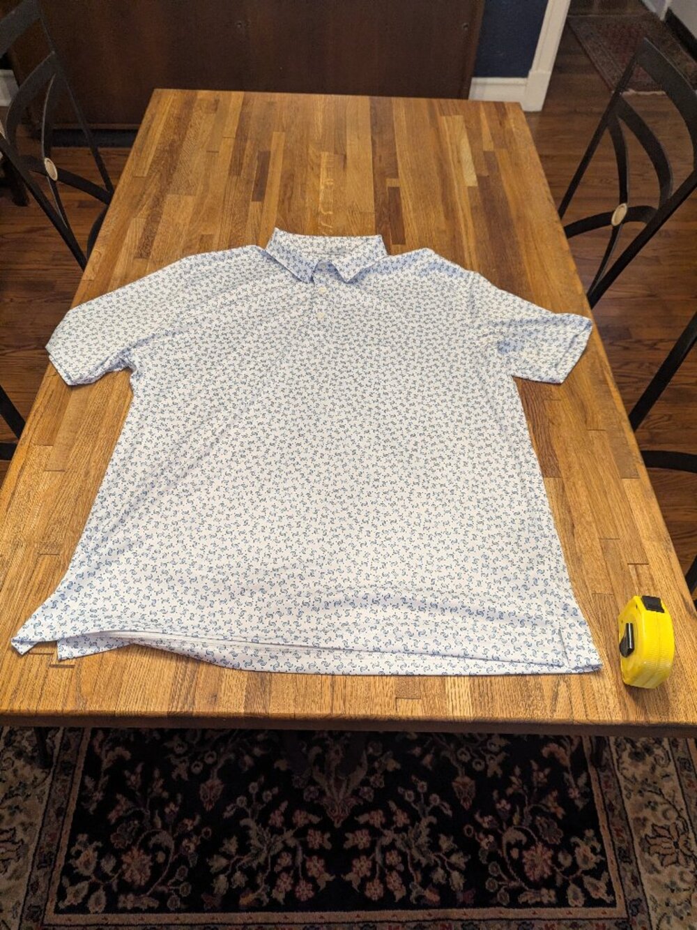Greg Norman XXL Golf Shirt White with Navy Circular Designs